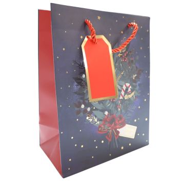 Sac cadeau de Noël en papier - Canne à sucre - Taille S