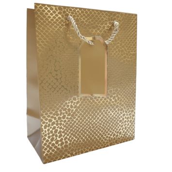 Sac cadeau doré de Noël en papier - Taille S