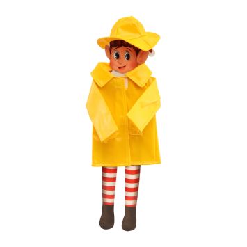 Déguisement d'Imperméable avec chapeau jaune pour lutin farceur de Noël - 16 cm