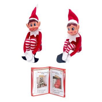 Lutin farceur de Noël avec livret de 24 farces - 38 cm - Modèle Aléatoire