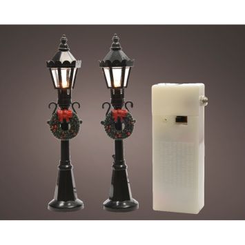 2 lampadaires de Noël à LED en plastique - 12 cm