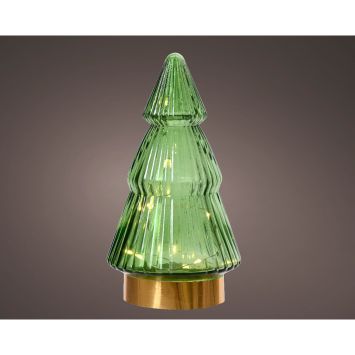 Sapin de Noël à LED en verre - 19,5 cm