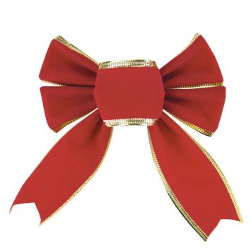 grand nœud rouge et or en velours | jourdefete.com