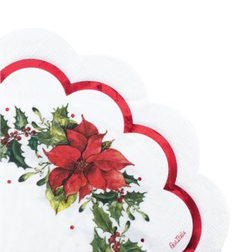 serviette en papier poinsettia rouge et blanche | jourdefete.com