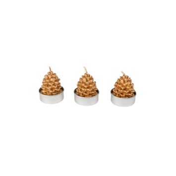 3 bougies pomme de pin paillettes cuivre | jourdefete.com