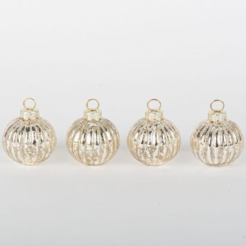 4 marque-places boules de noël or martelé | jourdefete.com