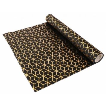 chemin de table en velours cubic noir et or | jourdefete.com
