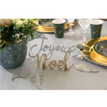 Décoration à poser - Lettres " Joyeux Noël " - Argent & Or - 21,5 cm