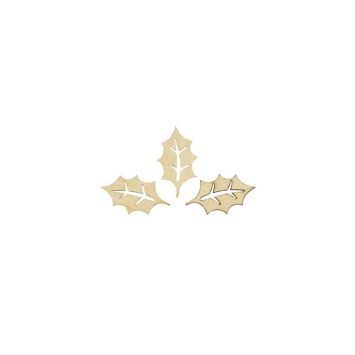 20 confettis de table en bois feuilles de houx | jourdefete.com