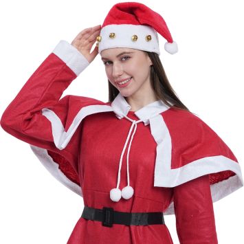 Bonnet de Père Noël en peluche avec grelots