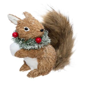 écureuil de noël en paille à poser de 18 cm | jourdefete.com