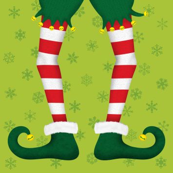 Serviettes de Noël avec lutin "Jack le Lutin" et rayures festives rouges et blanches | jourdefete.com