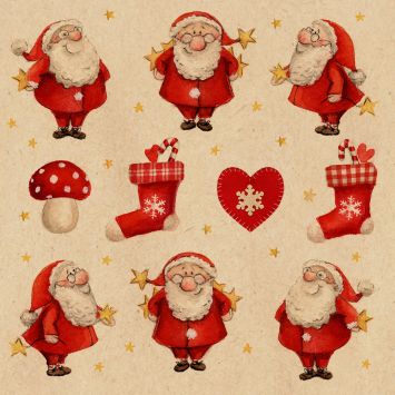 20 serviettes cocktail en papier - Noël - 25 x 25 cm - By Nature "Little Nick"