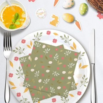 Pack de 10 serviettes - Joyeuses Pâques - Motifs naturels