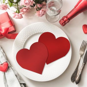 10 serviettes en forme de cœur - 33 x 33 cm - Saint-Valentin - Collection Chéri Chérie