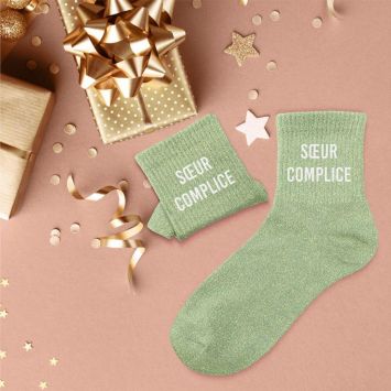 Paire de chaussettes à paillettes pour femme - Sœur Complice - Collection Famille d'Amour
