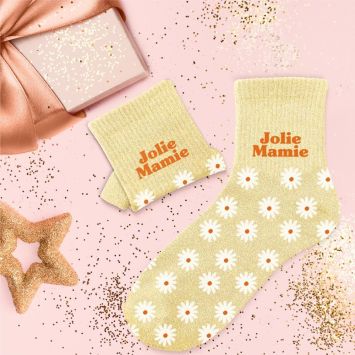 Chaussettes à paillettes pour femme "Jolie Mamie" - Collection Mamie Chérie