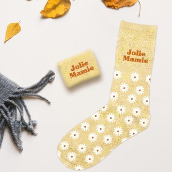 Paire de chaussettes à paillettes pour femme "Jolie Mamie" - Collection Mamie d'Amour