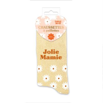 Paire de chaussettes à paillettes pour femme "Jolie Mamie" - Collection Mamie d'Amour