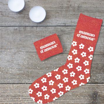 Paire de chaussettes à paillettes pour femme "Maman d'Amour" - Collection Maman d'Amour