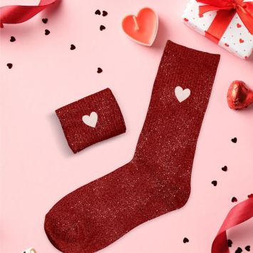 Paire de chaussettes à paillettes pour femme - Saint-Valentin - Collection Chéri Chérie