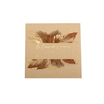 sticker pour bouteille couleur sable avec dorure or et feuilles de palm | jourdefete.com