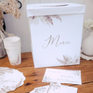 Urne Merci - Collection Pampas, Fleurs de Coton et Or