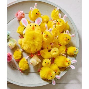 Lot de 4 poussins jaunes - 4 cm