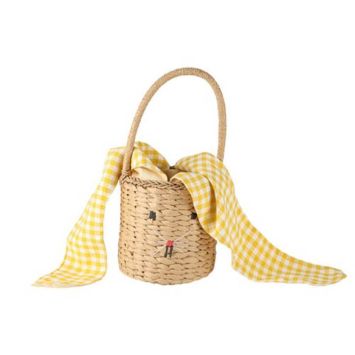 Panier tressé Lapinou - 15,5 x 34 cm - Pâques - Couleur au choix