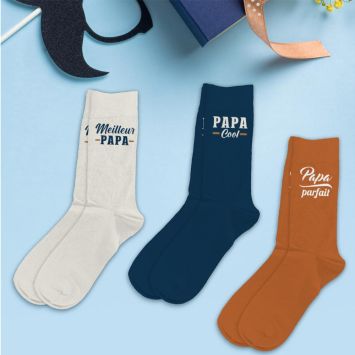 Coffret Trio de chaussettes à paillettes pour homme - Papa - Collection Famille d'Amour