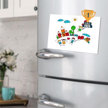 Magnet en forme de coupe "Élu Meilleur Papa" - Collection Papa Parfait