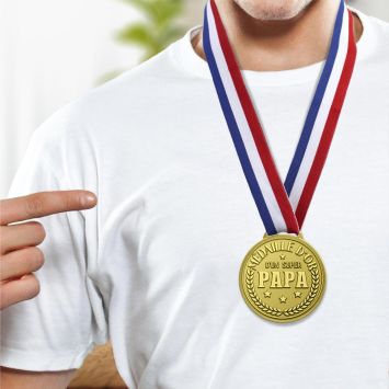 Médaille d'or "Super Papa" - Collection Papa Parfait