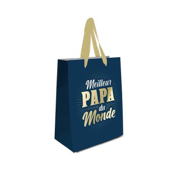 Pochette cadeau "Meilleur Papa du monde" - Modèle Moyen - Collection Papa Parfait