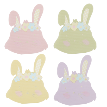 16 serviettes en forme de lapins en papier - 31,5 x 36 cm - Pâques