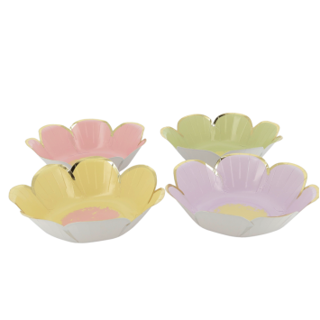 8 bols en forme de fleurs en carton - Diamètre 13,5 cm - Pâques