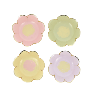8 bols en forme de fleurs en carton - Diamètre 13,5 cm - Pâques