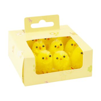 12 poussins en chenille - 3,5 x 2 cm - Pâques