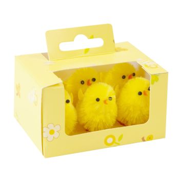 6 poussins en chenille - 4,5 x 3 cm - Pâques
