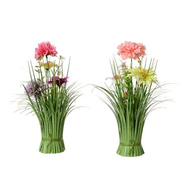 Bouquet d'herbe avec fleurs colorées - 30 cm - Pâques - Modèle Aléatoire