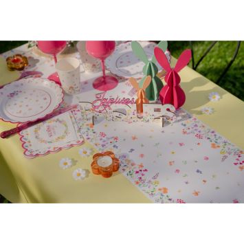 Chemin de table en polyester - 28 cm x 2,5 m - Pâques - Collection Printemps