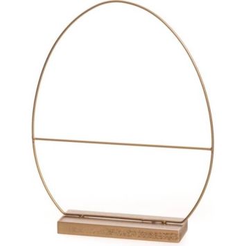 Centre de table en forme d'œuf et en métal doré de 28 cm avec un socle | jourdefete.com