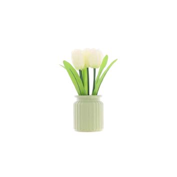 Composition de 5 tulipes avec pot en verre - 7,5 x 21 cm - Pâques