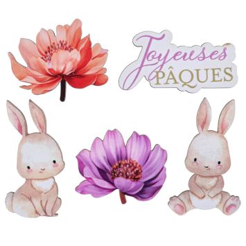 10 décorations en bois à parsemer - Pâques - Collection Lapinou