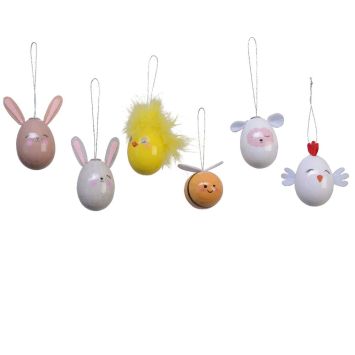 Œuf en mousse en forme d'animal à suspendre - 4 x 6 cm - Pâques - Modèle Aléatoire