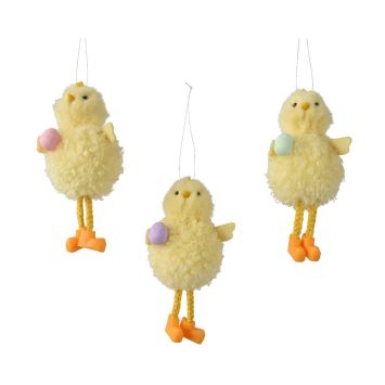 Poussin avec œuf à suspendre - 14 cm - Pâques - Couleur Aléatoire