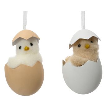 Poussin en mousse dans sa coquille d'œuf - 5 x 5 x 8 cm - Pâques - Modèle Aléatoire