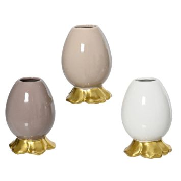 Soliflore en forme d'œuf en grès - 9 cm - Pâques - Couleur Aléatoire