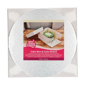 Boîte à gâteau et semelle à gâteau rond argenté – 25 cm | jourdefete.com