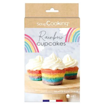 Kit pour 40 cupcakes arc-en-ciel