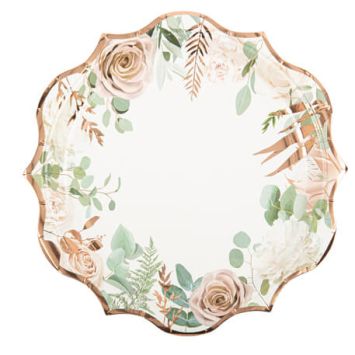 8 assiettes collection peony rose gold et végétal | jourdefete.com